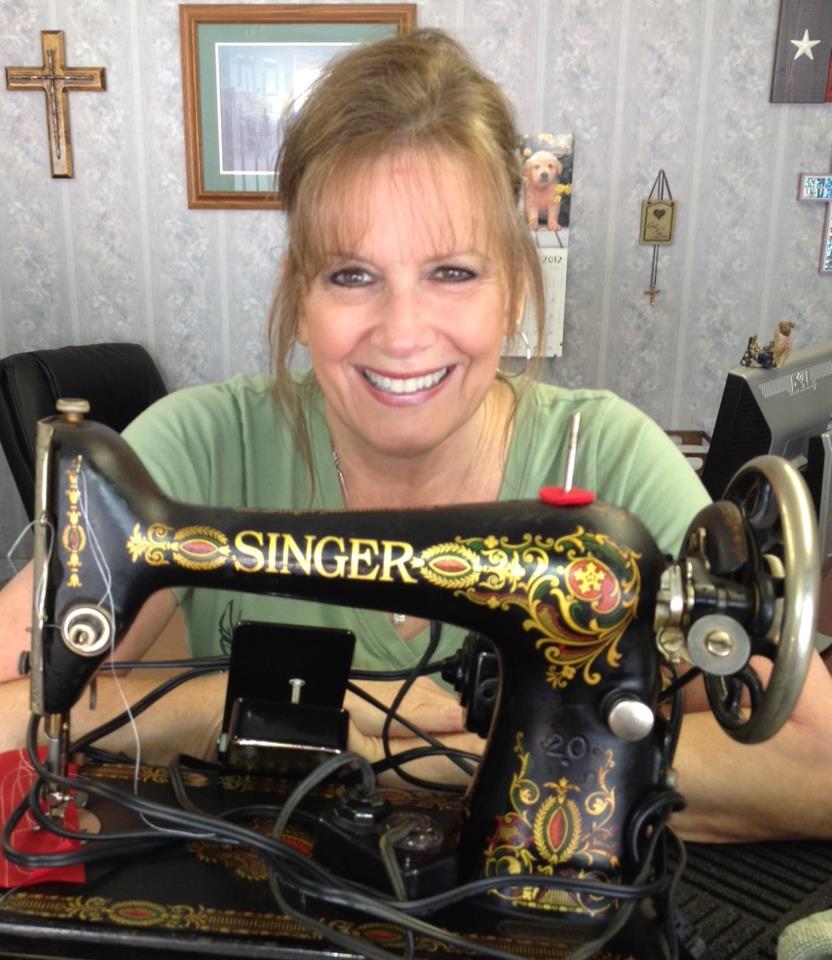 Carmen Babin with her sewing machine